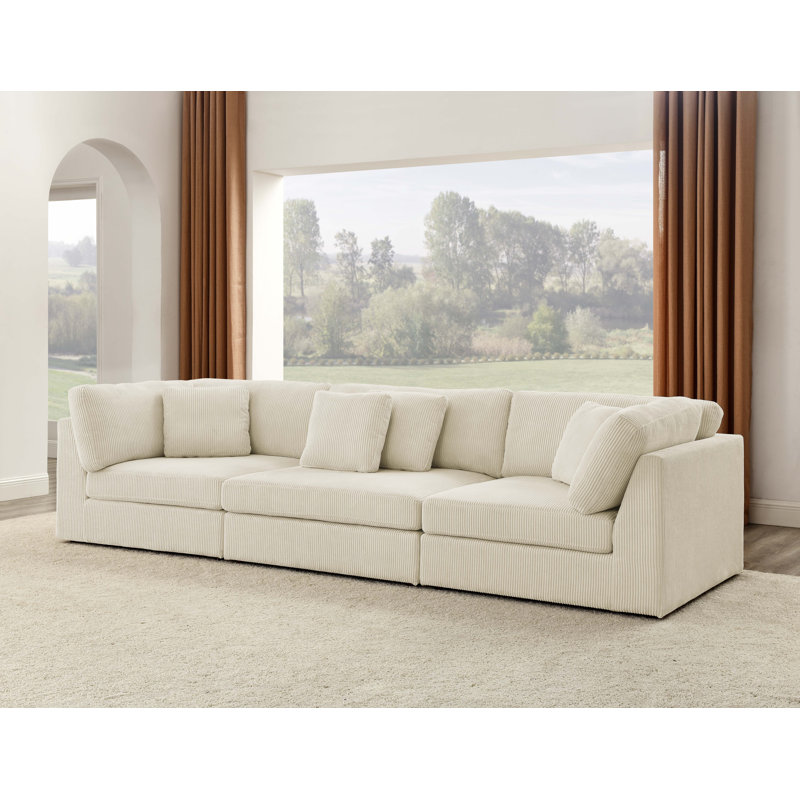 Buzby 135'' Corduroy Sofa, Beige