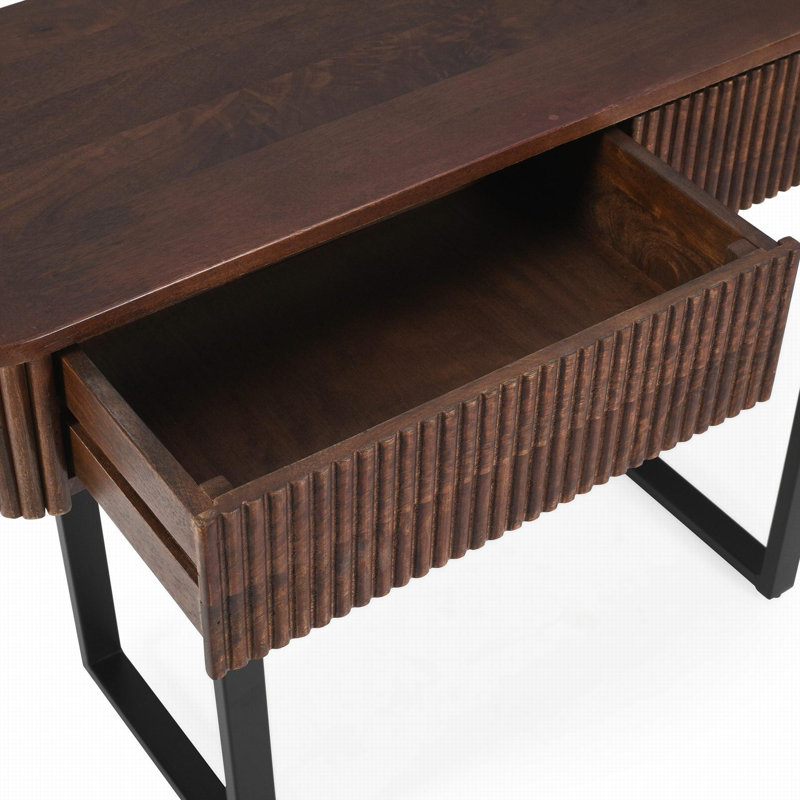 Illumine 42" Console Table With 2 Drawers, Solid Wood Sofa Table For Entryway Hallway Living Room, Honey