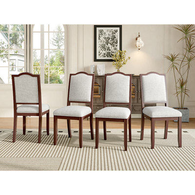  Ensemble de 4 chaises de cuisine Farmhouse, dossier haut, assise en bois massif, cerisier