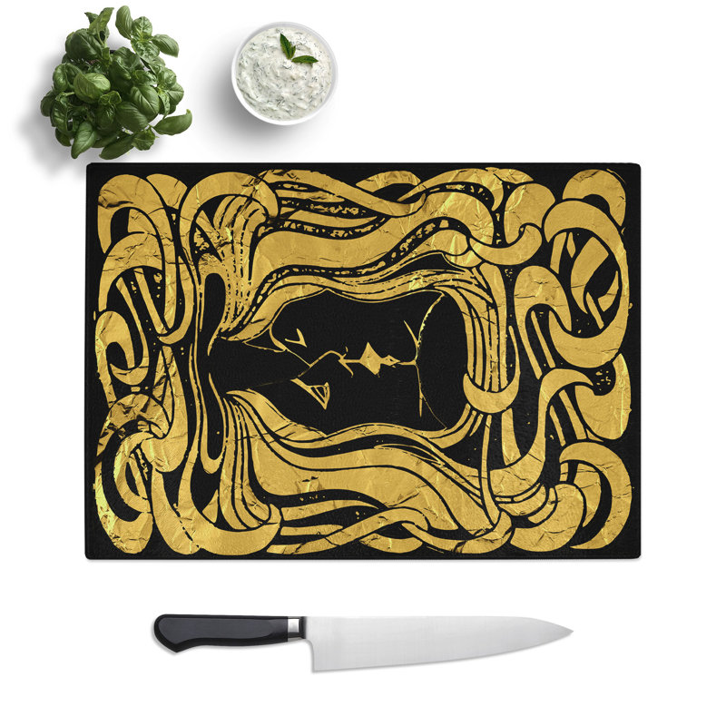 Black Gold Two Lovers Chopping Board, 0.4cm H x 20cm W x 28.5cm L