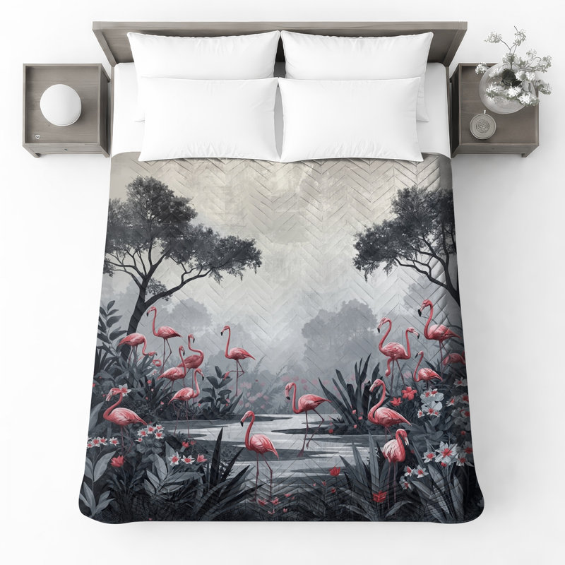 Couvre-lit matelassé rose flamants roses dans toutes les tailles, Full / Double