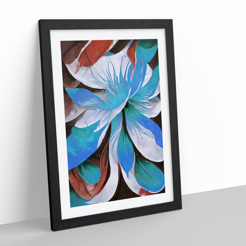 Abstract Flower No.5 - Framed Print, 64cm H x 46cm W x 2cm D, Black