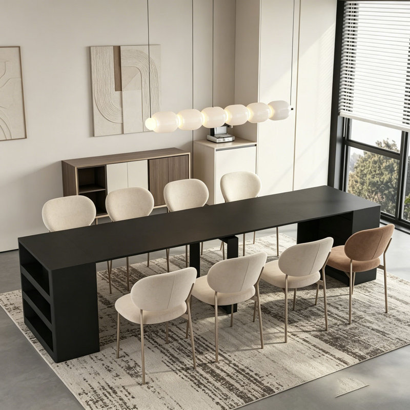 Table de salle à manger extensible pliable, Noir