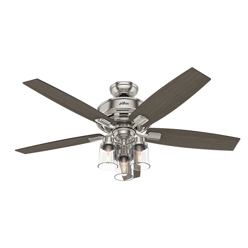 Bennett 52" 5 - Blade Standard Ceiling Fan With Lights, Brushed Nickel