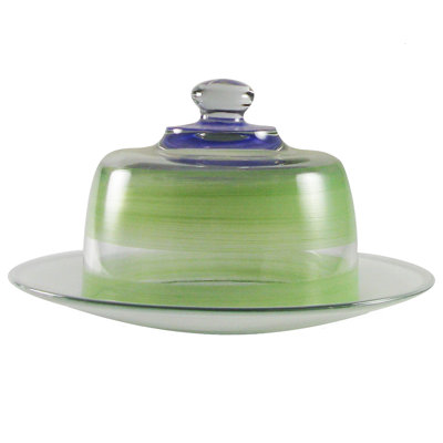 Cottage Retro Stripe Glass Cake Stand