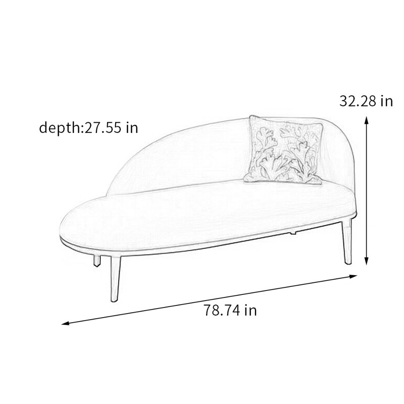 Chaise longue rembourrée en bois massif