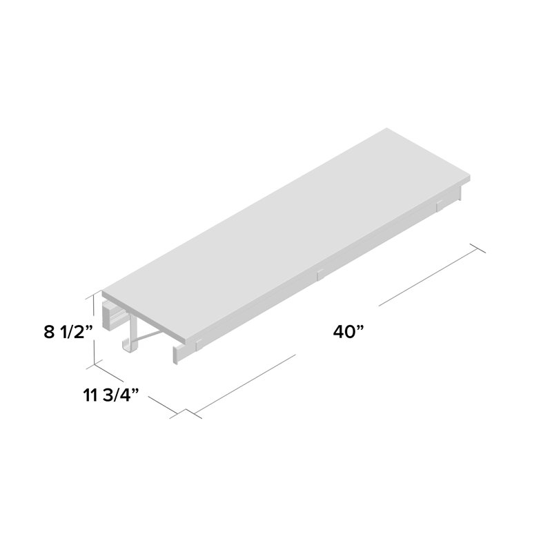 Système de rangement à tablette simple, Blanc, H 8,5 po x l 40 po x P 11,75 po