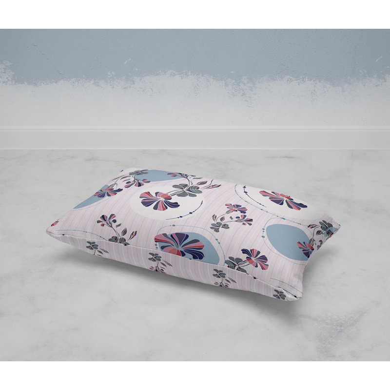 Circular Garden  Rectangular Throw Pillow, Blue/Pink