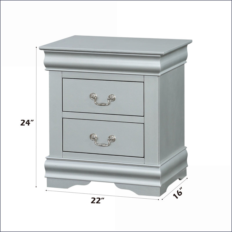 Table de chevet Louis Philippe III, Argent argent