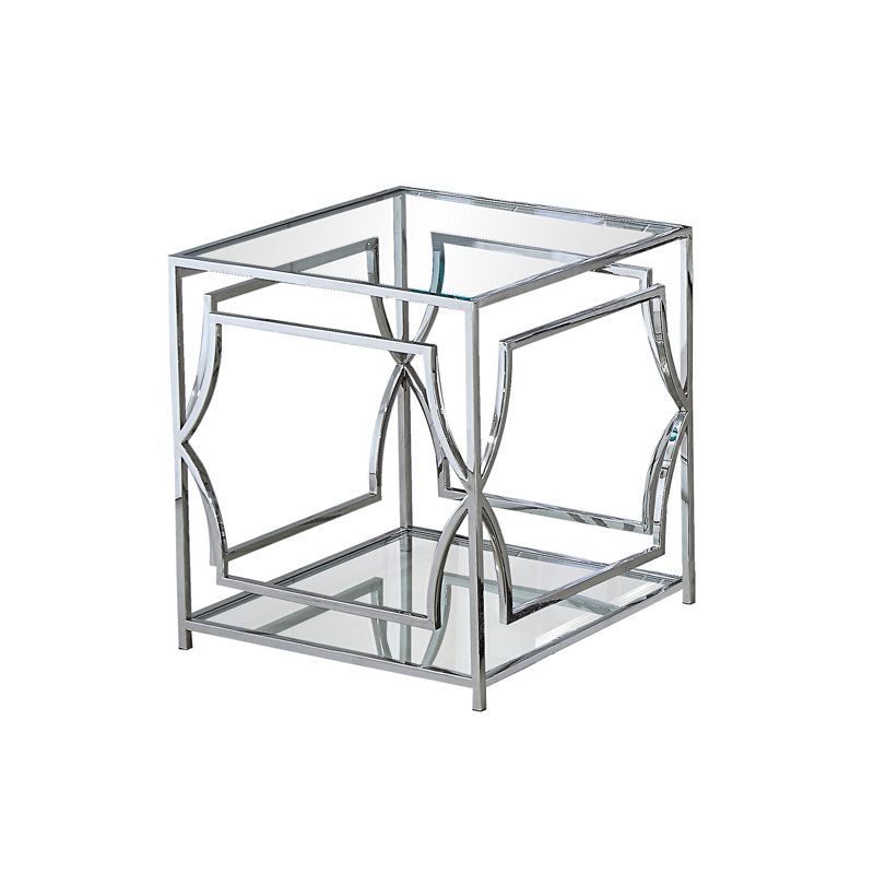 Table de bout carrée en verre géométrique 22 po Amelia 