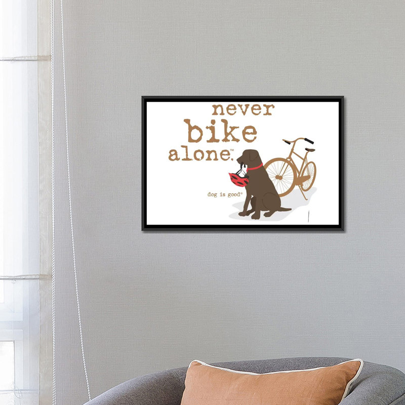 « never bike seul », reproduction d’impression sur toile, H 18 po x l 26 po x P 1,5 po, Toile avec cadre noir, Pas de tapis