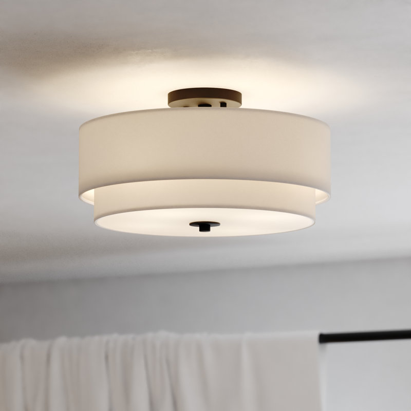 Plafonnier semi-encastré en tissu Pateley, Noir