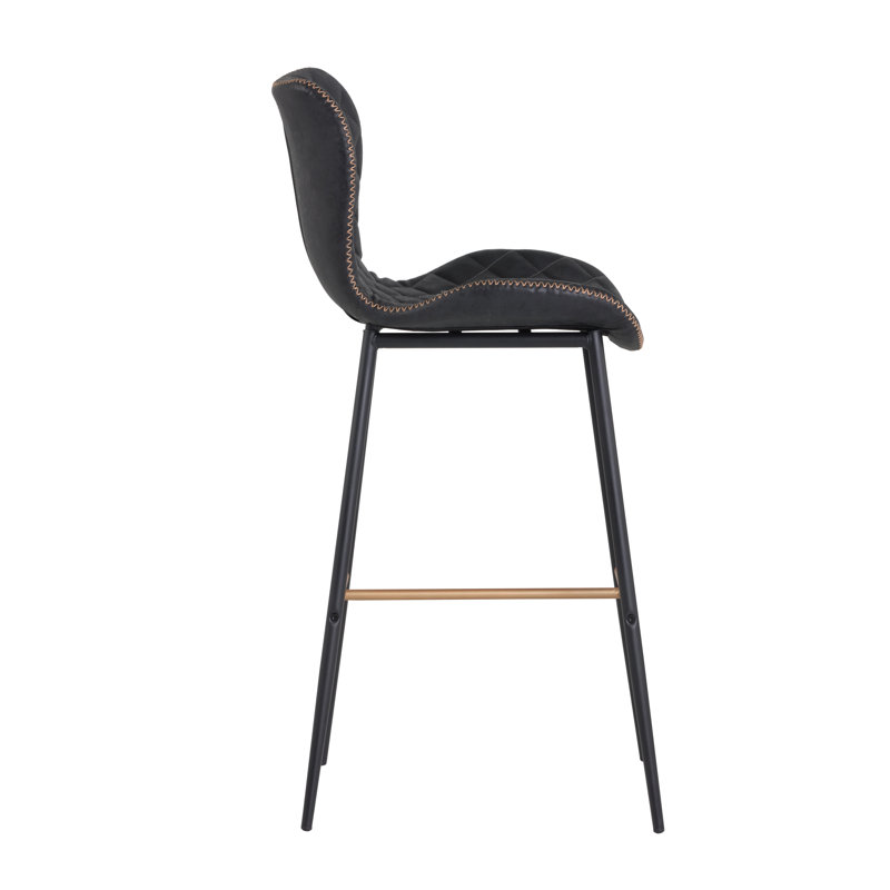 Lyla Upholstered Stool, Black Faux Leather, Bar Stool (30” Seat Height)