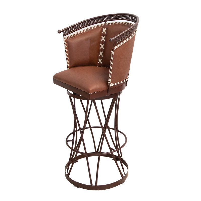 Kiyanah Heritage Swivel Barstool, Brown , Counter Stool (24” Seat Height)