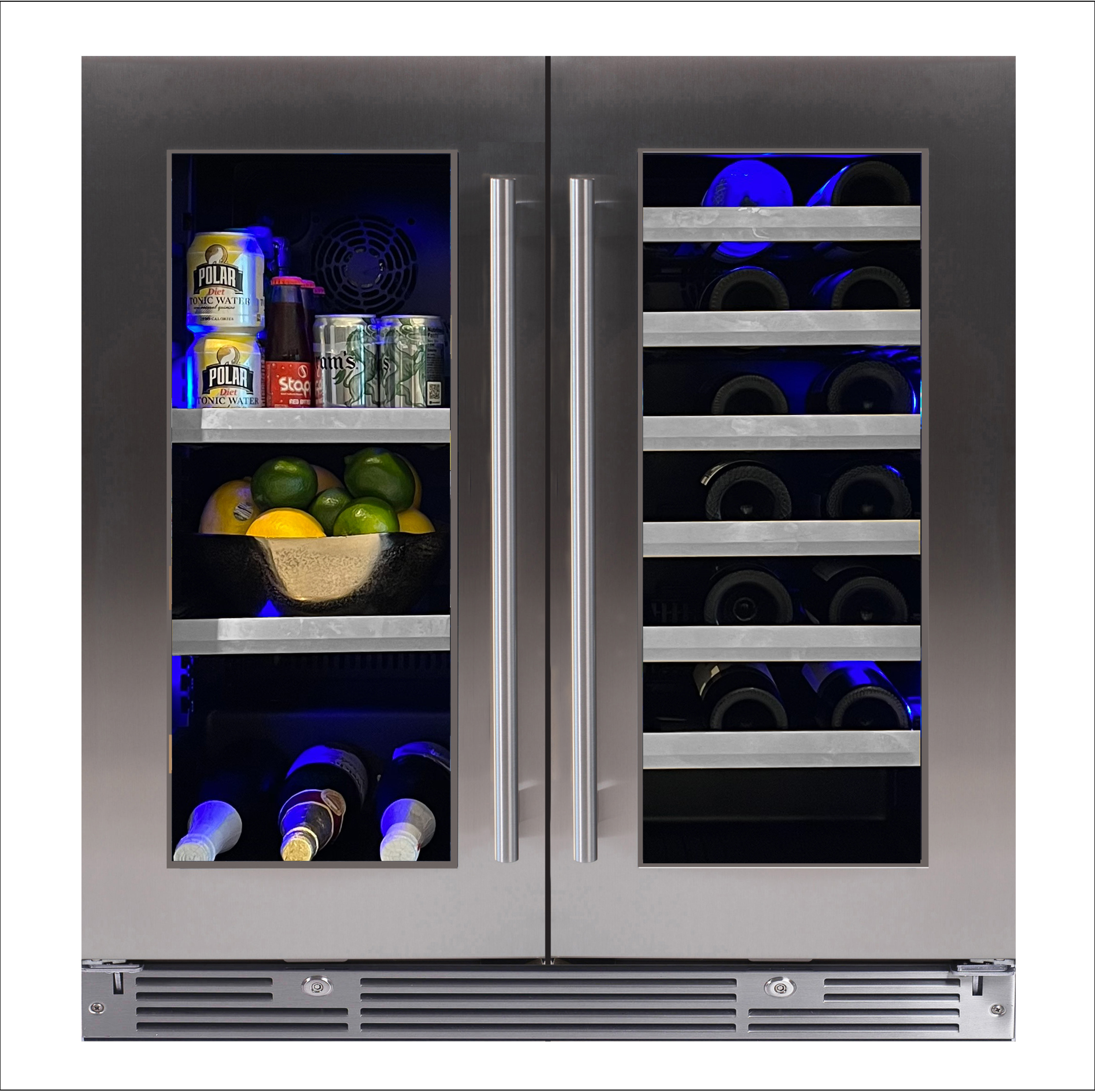 3000 Series 36inch Dual Zone Refrigerator - Glass Door - Stainless Frame