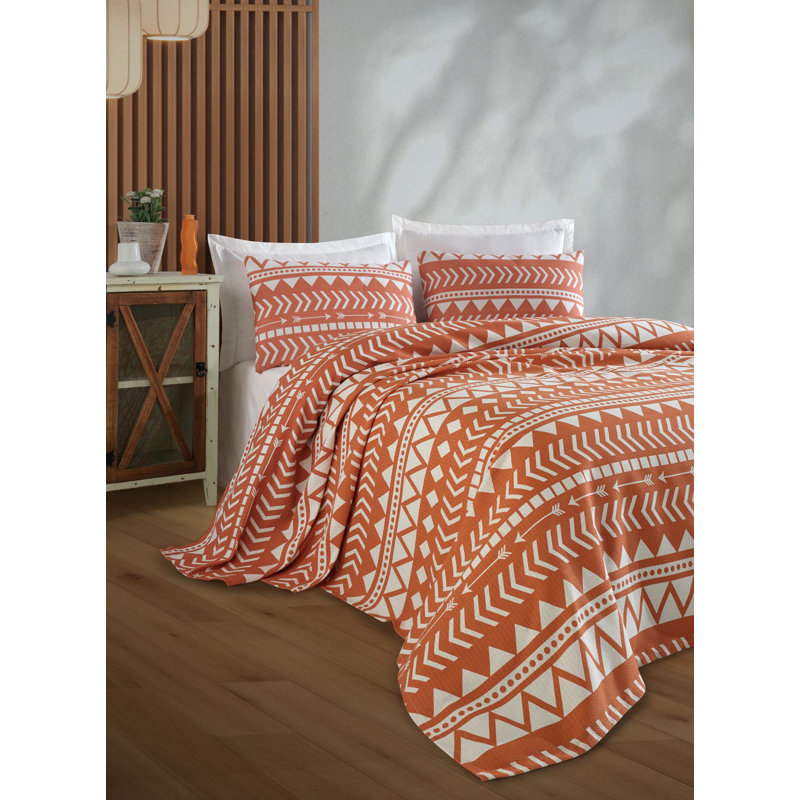 100% Cotton Single Pique Blanket, 63 x 93 | Machine Washable at 86°F, 280 GSM | Vibrant Orange Color | Soft & Comfortable Bedding for All Seasons, Perfect for Cozy Nights and Stylish Home Décor