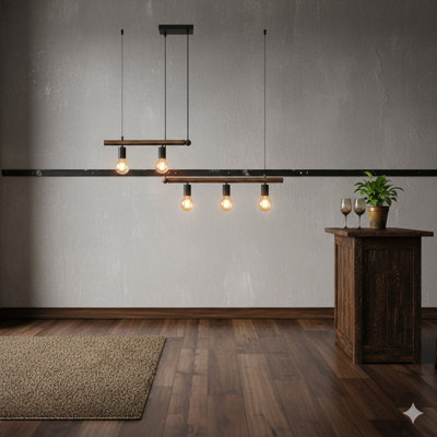 Un luminaire suspendu conçu pour les îlots de cuisine (l'ampoule n'est pas incluse).
