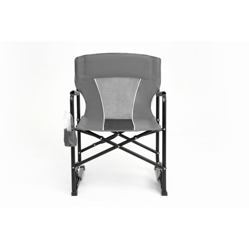 Chaise berçante pliante portative pour l'extérieur, Gris / Noir