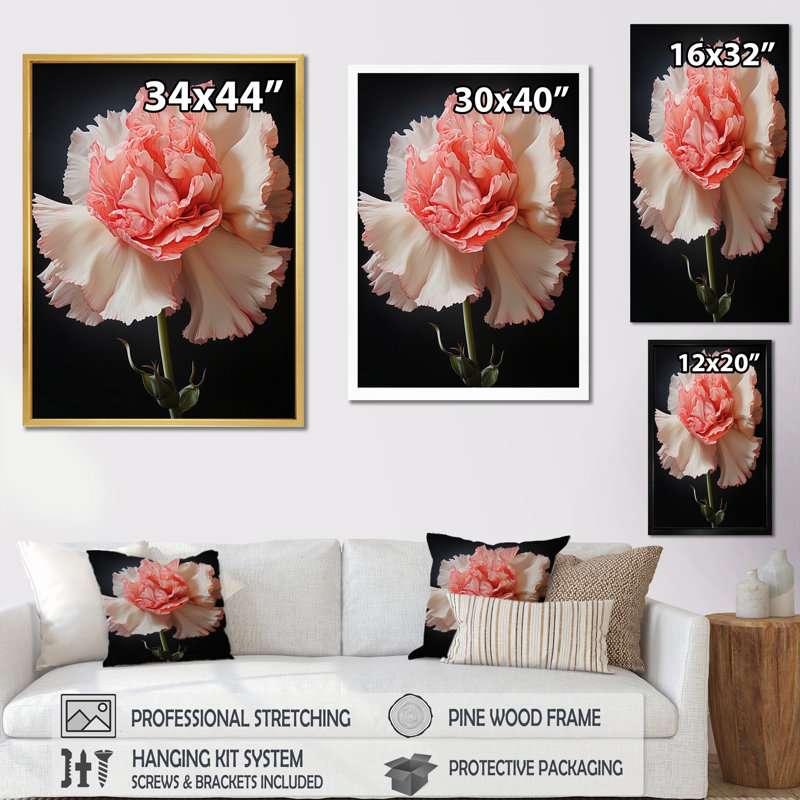 Coral Flower Timeless Beauty - Abstract Botanicals, impressions sur toile, H 44 po x l 34 po x P 1,5 po, Toile tendue