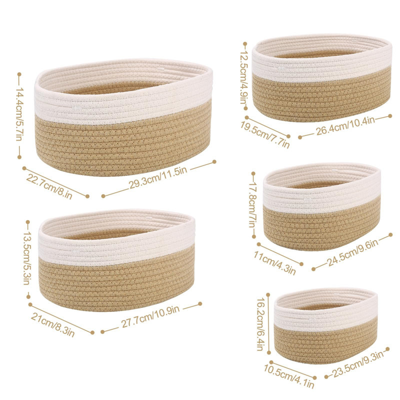 Beachcrest Home Citlali Wool / Felt Decorative Bin, White/Brown