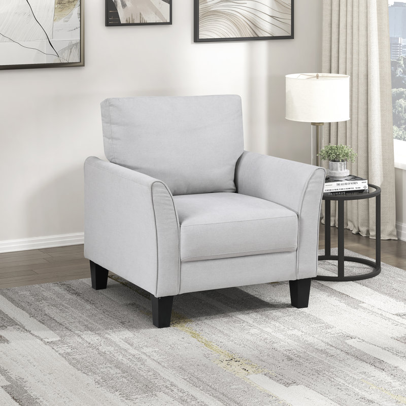  Chaise avec accoudoirs rembourrée 34 po Laffey, Tissu gris