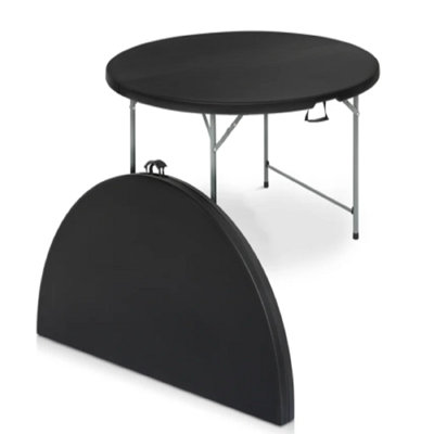 Patio 4Ft. Round Black Plastic Folding Table