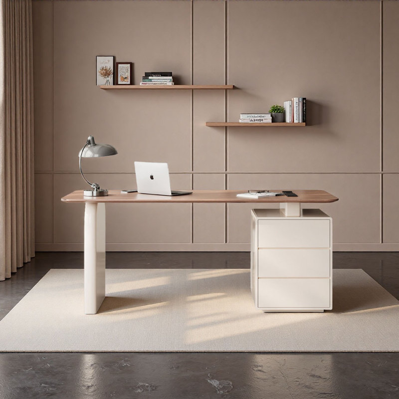 Bureau d'ordinateur Mid-Century moderne en noyer, H 29,5 po x l 55,1 po x P 27,6 po