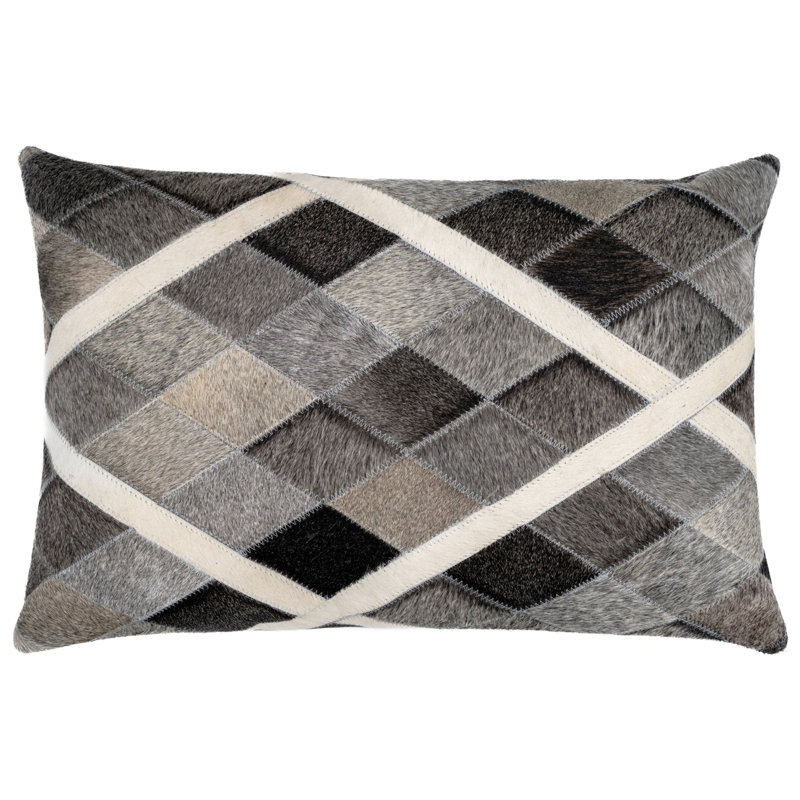 Coussins décoratifs en cuir de vache Canvello, H 16 po x l 24 po, Rectangulaire, 1