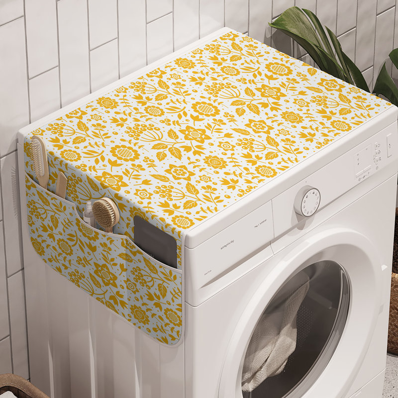 East Urban Home Yellow Flower Washing Machine Organizer Pack of 2 47" x 18.5" Yellow White