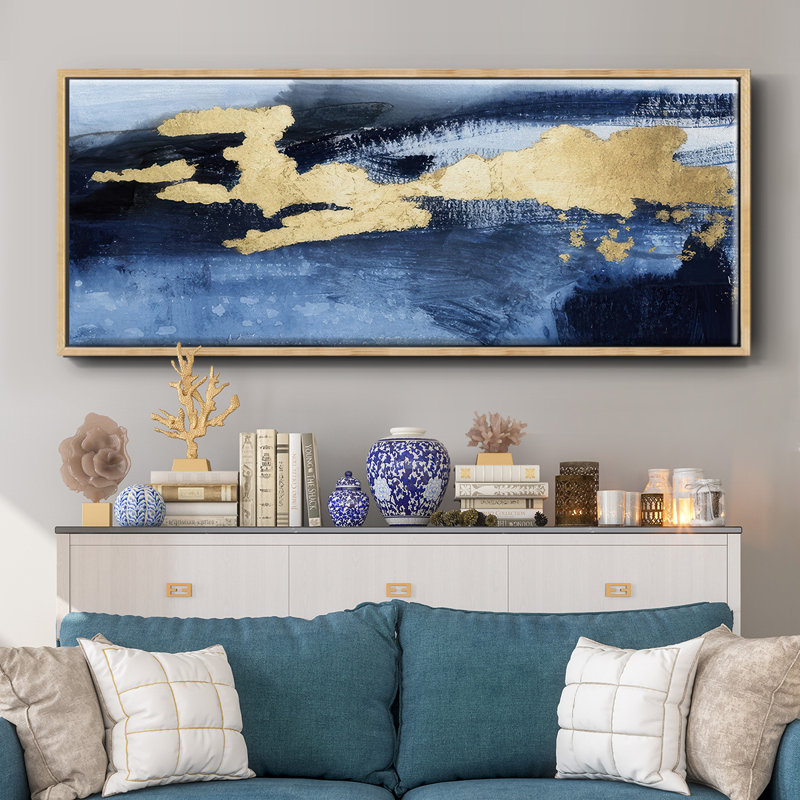Gilded Indigo Sea I - Framed Canvas