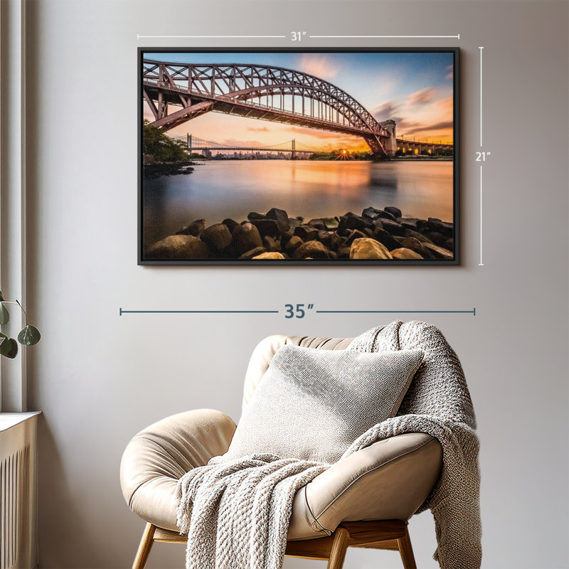 Impression sur toile Triboro Bridge At Sunset, H 21 po x l 31 po