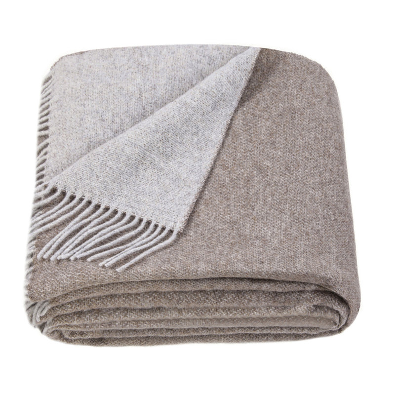 Merino Wool Blanket Gurfaan, White/Brown