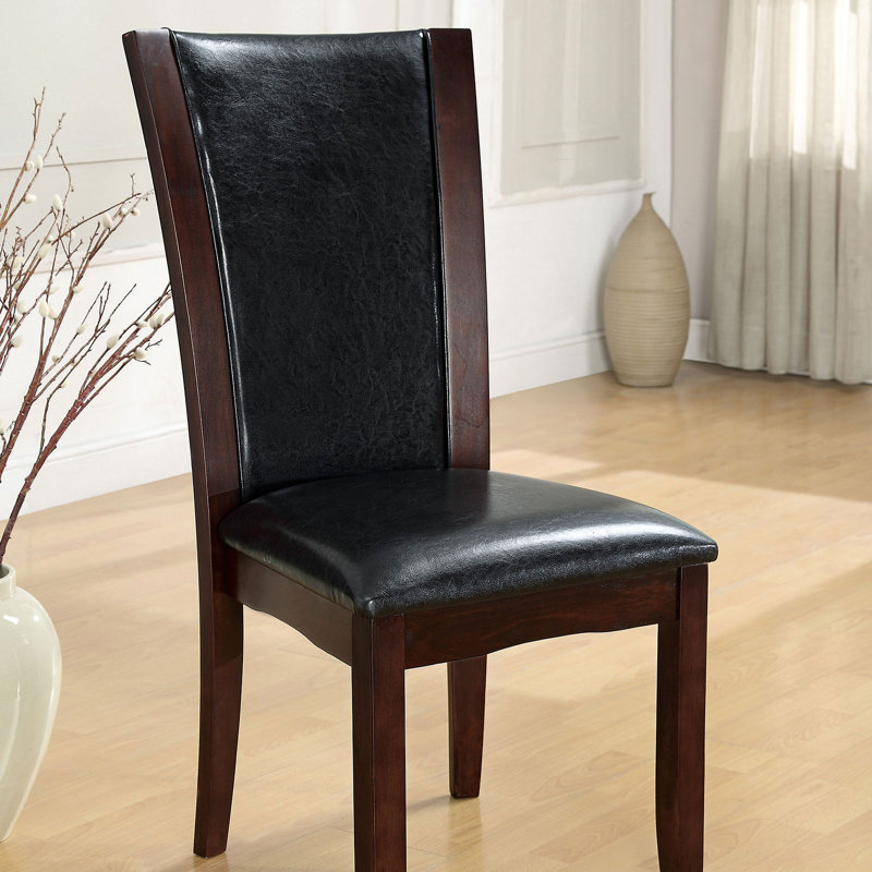 Gurmukh Upholstered Solid Wood Side Chair, Black, Dark Cherry