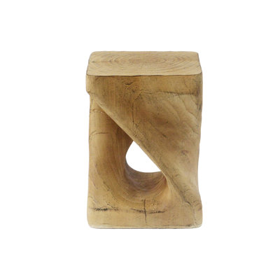 Twist Shape Side Table, Wood-Like Texture, Natural Color