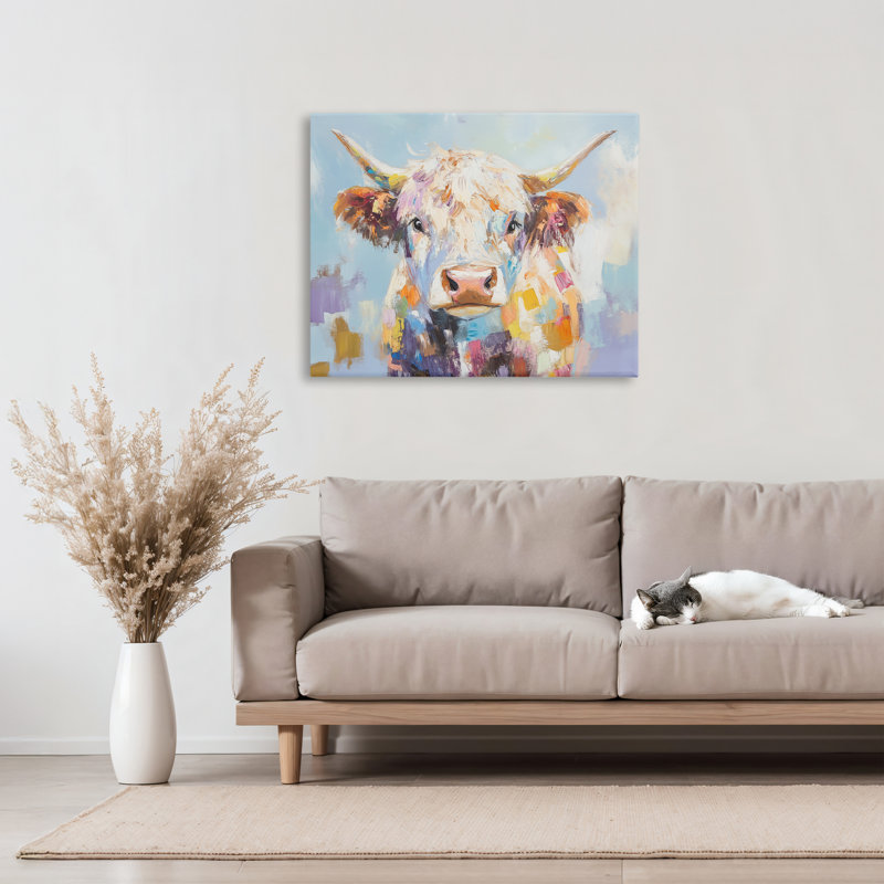 Toile de vache Highland Expressive brossée, design par Blakely Bering, H 24 po x l 30 po
