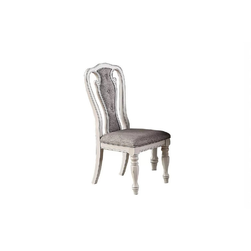Ensemble de salle à manger 9 pièces en bois blanc avec chaises rembourrées Dundee