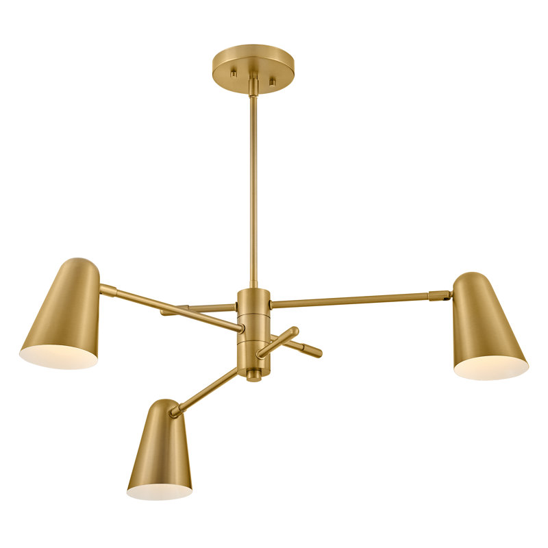 Calista 3 - Light Sputnik Modern Linear Chandelier, Lacquered Brass