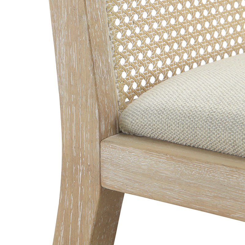 2 chaises de salle à manger - structure en bois massif, dossier en canne, siège rembourré avec coussin, assemblage nécessaire et outils fournis (2) requis fourni