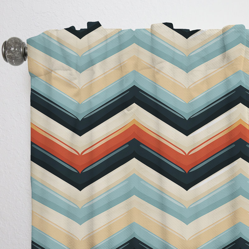 Motif à chevrons rétro I Revival - rideau à chevrons - 1 panneau, L 52 po x L 120 po