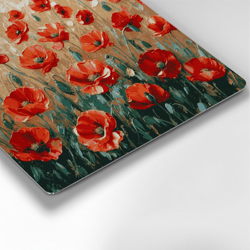 Coquelicots botaniques, art mural en métal brun, H 144 po x l 144 po x P 0,05 po