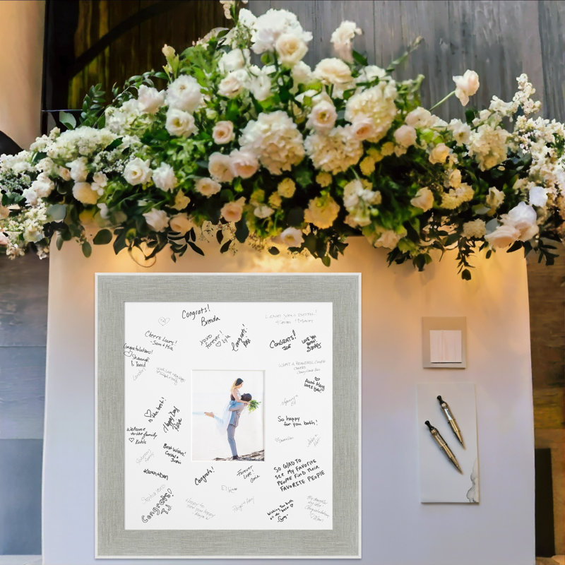 Glam Linen Signature Mat Picture Frame, Photo Frame Wedding Guest Book Alternative, Autograph Picture Mat for Signature Board, Wedding Celebrations Graduations Support Encouragement or Retirement