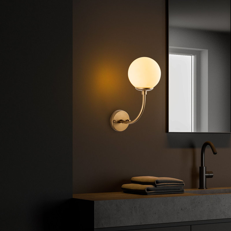 Lampe murale Celinda Elegant Gold, corps en métal et capuchon en verre, 5,9 x 10,2 x 13,8 pouces | Plaque de base de 0,4 po x 0,8 po | Douille E14 (40 W maximum, ampoule non incluse) | Décoration intérieure élégante | Homologué IP20 pour une utilisation intérieure