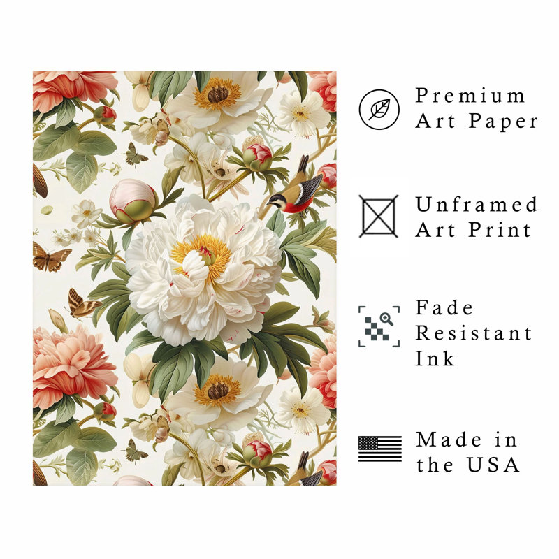 Impression d'art moderne sans cadre Floral, H 30 po x l 20 po