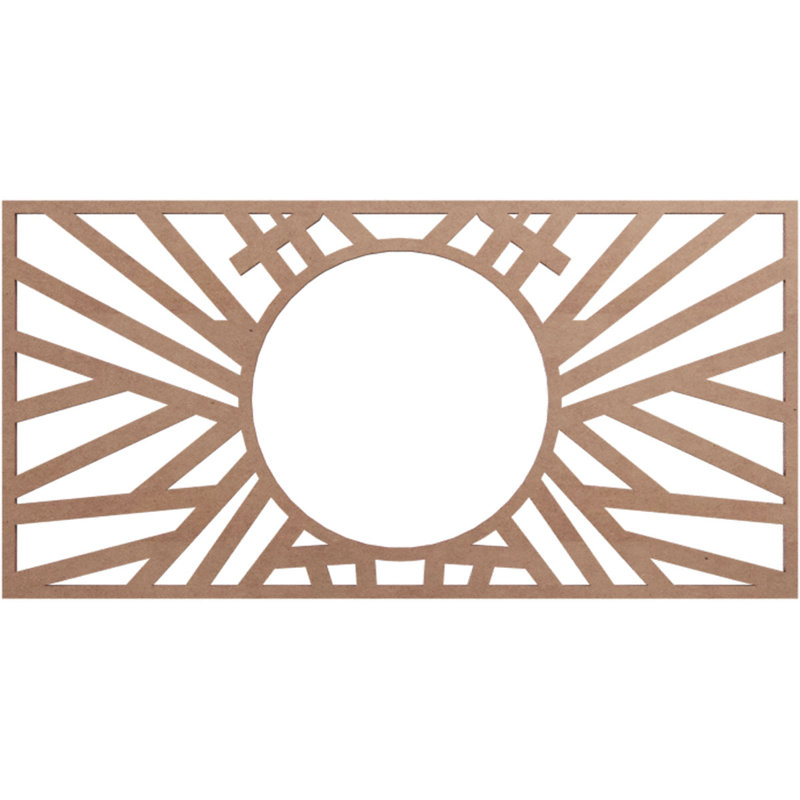 38"W x 19"H x 14 1/4"ID x 1/4"T Hoover Wood Fretwork Pierced Ceiling Medallion, Alder, Fawn, 10" H x 20" W x 0.38" D