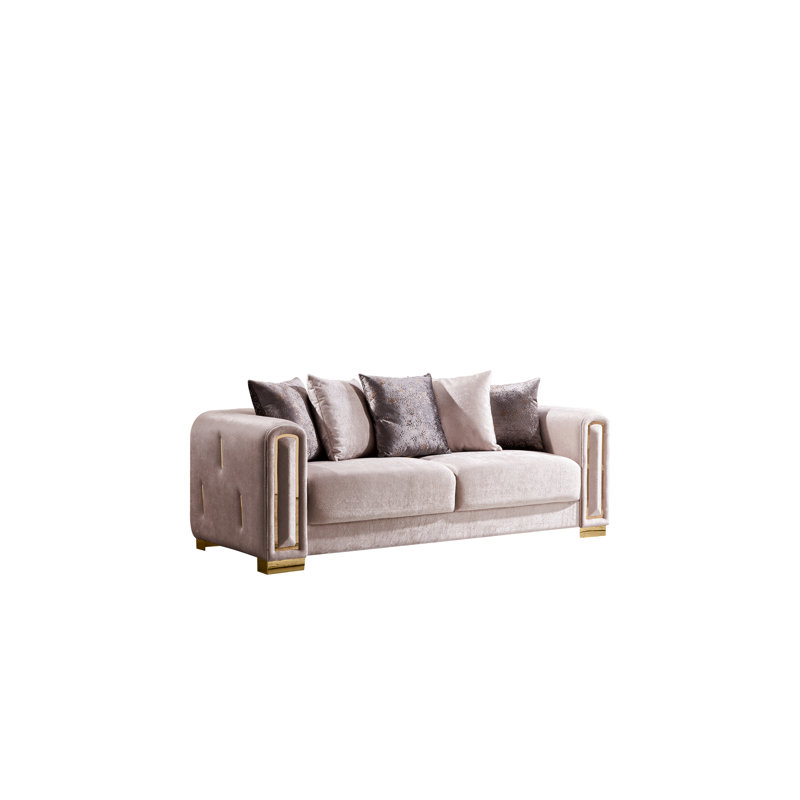 Canapé en velours de 91 po Foehr, Velours beige