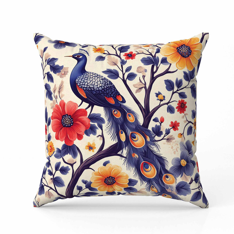 Coussin Vibrant Vista, Bleu / Rouge / Jaune, Carré 16 po