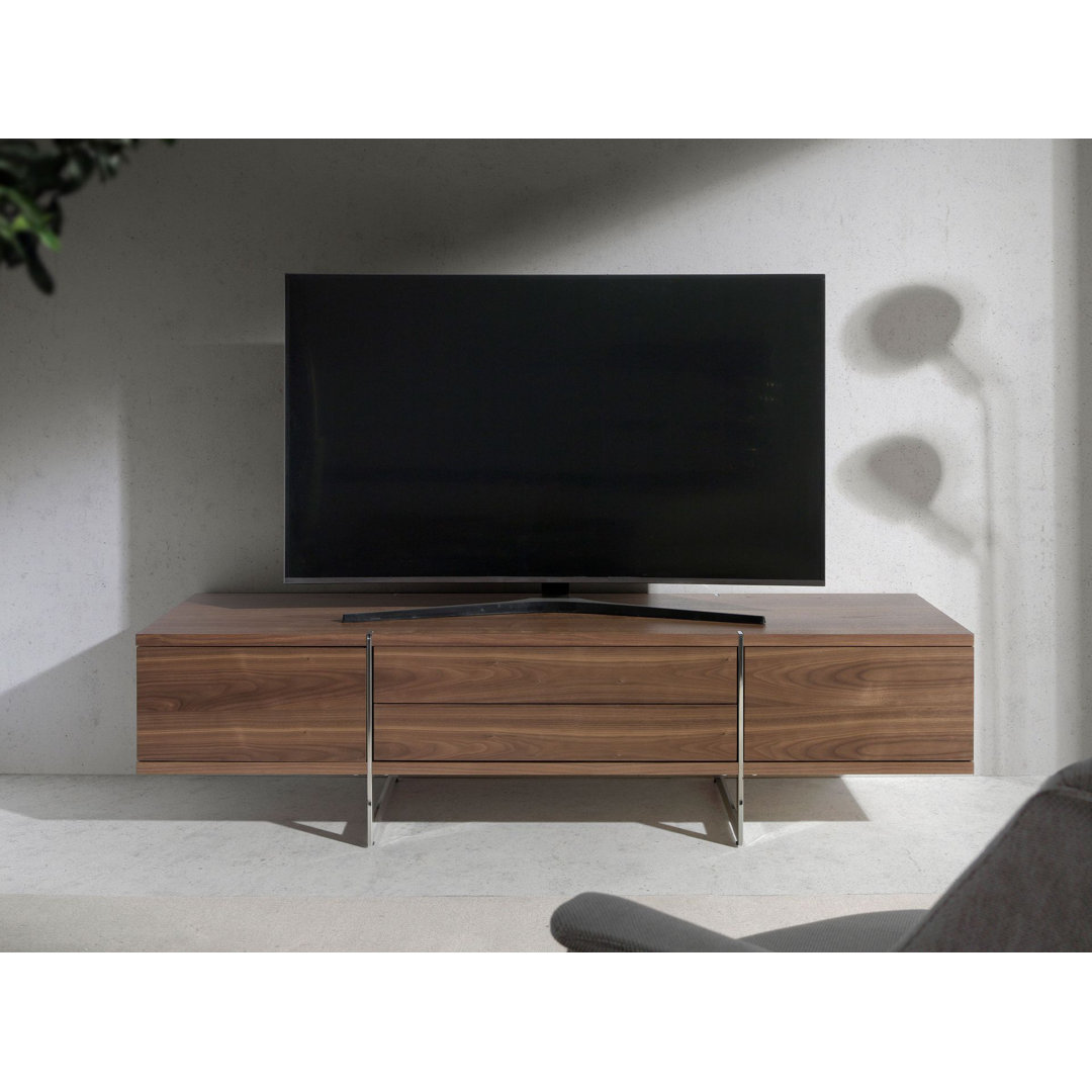 TV stand walnut and chromed steel