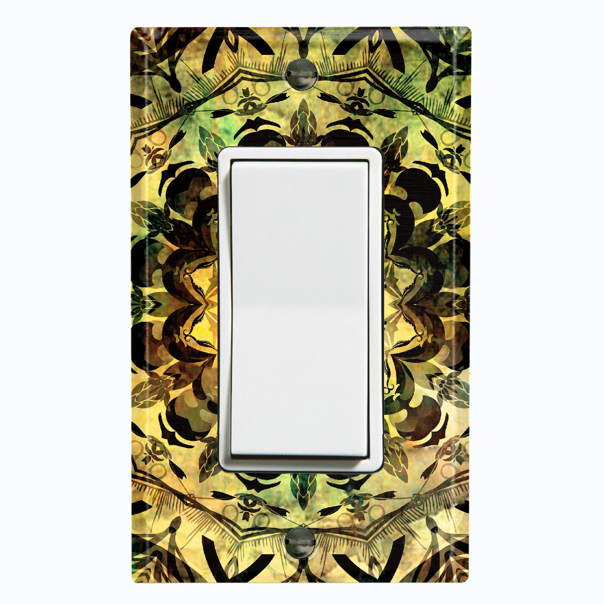 WorldAcc Metal Light Switch Plate Outlet Cover (Green Mandala ...