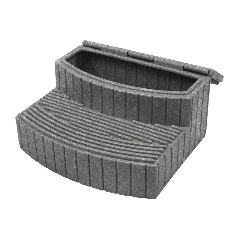Granite Gray Plastic Storage Step with Hinged Lid