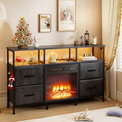 Fireplace Tv Stand With 4 Drawers